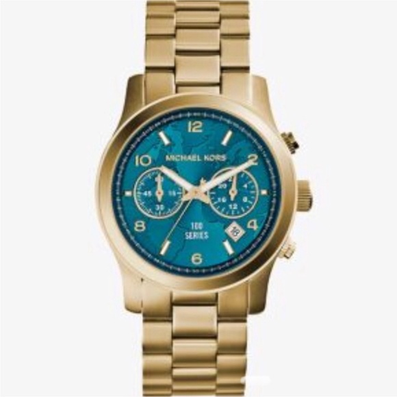 MICHAEL KORS • Stop World Hunger Gold & Teal Watch - Picture 3 of 4